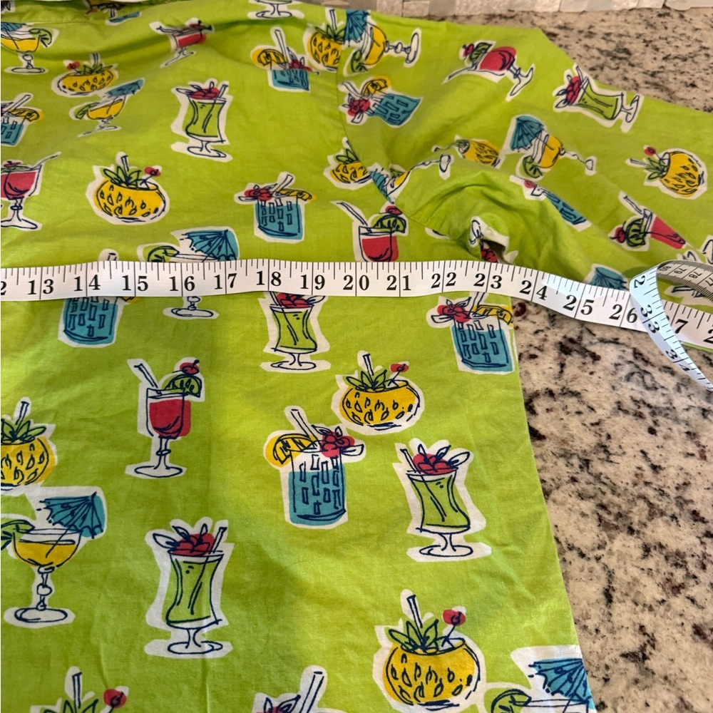 The Company Store 100% Cotton Lime Green Tropical Print Pajamas - Picture 7 of 12